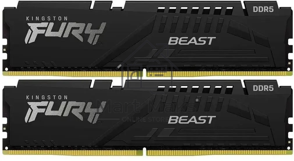 Оперативная память Kingston Fury Beast, DDR5, 16GB (2x8GB), 5600MHz, CL36, DIMM, с радиаторами, черный