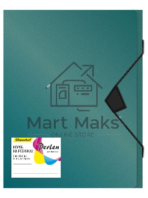 Папка-короб на резинке Silwerhof Perlen 255121-75, пластик, 0.8мм, A4 зеленый металлик