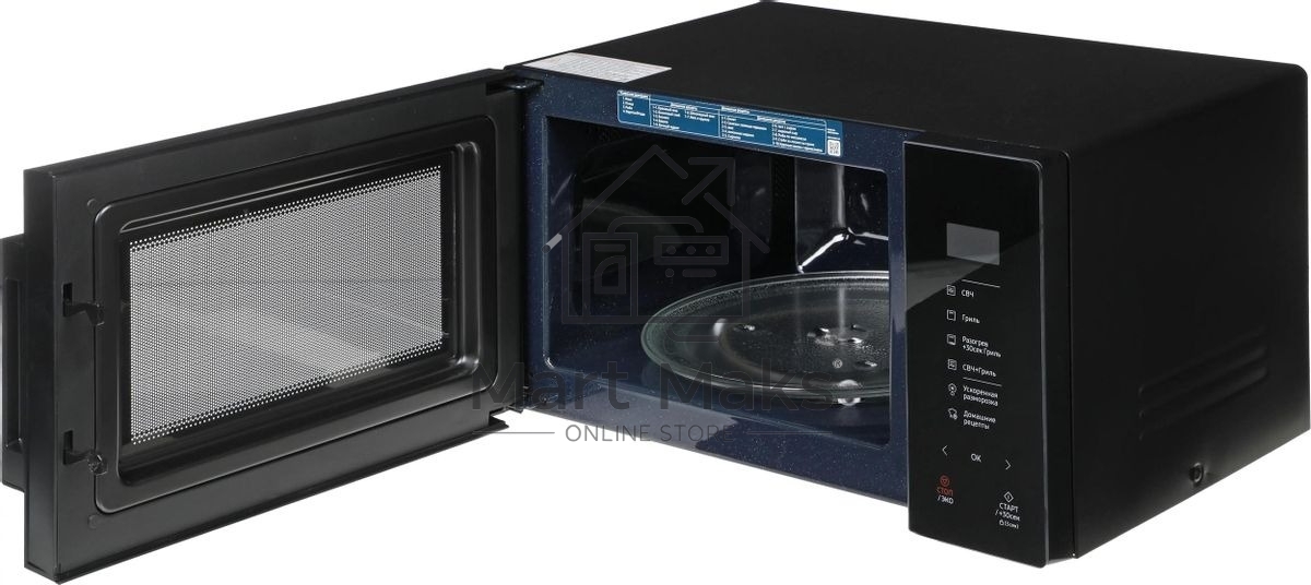 Микроволновая печь Samsung MG23T5018AK/BW черный, 23 л, 800 Вт, переключатели - сенсор