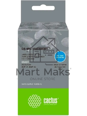 Картридж ленточный Cactus CS-MC-1500595WT черный шрифт, белый фон (38.1 мм, 7.6 м) для Brady BMP-41/BMP-51/BMP-53-PC-Linked