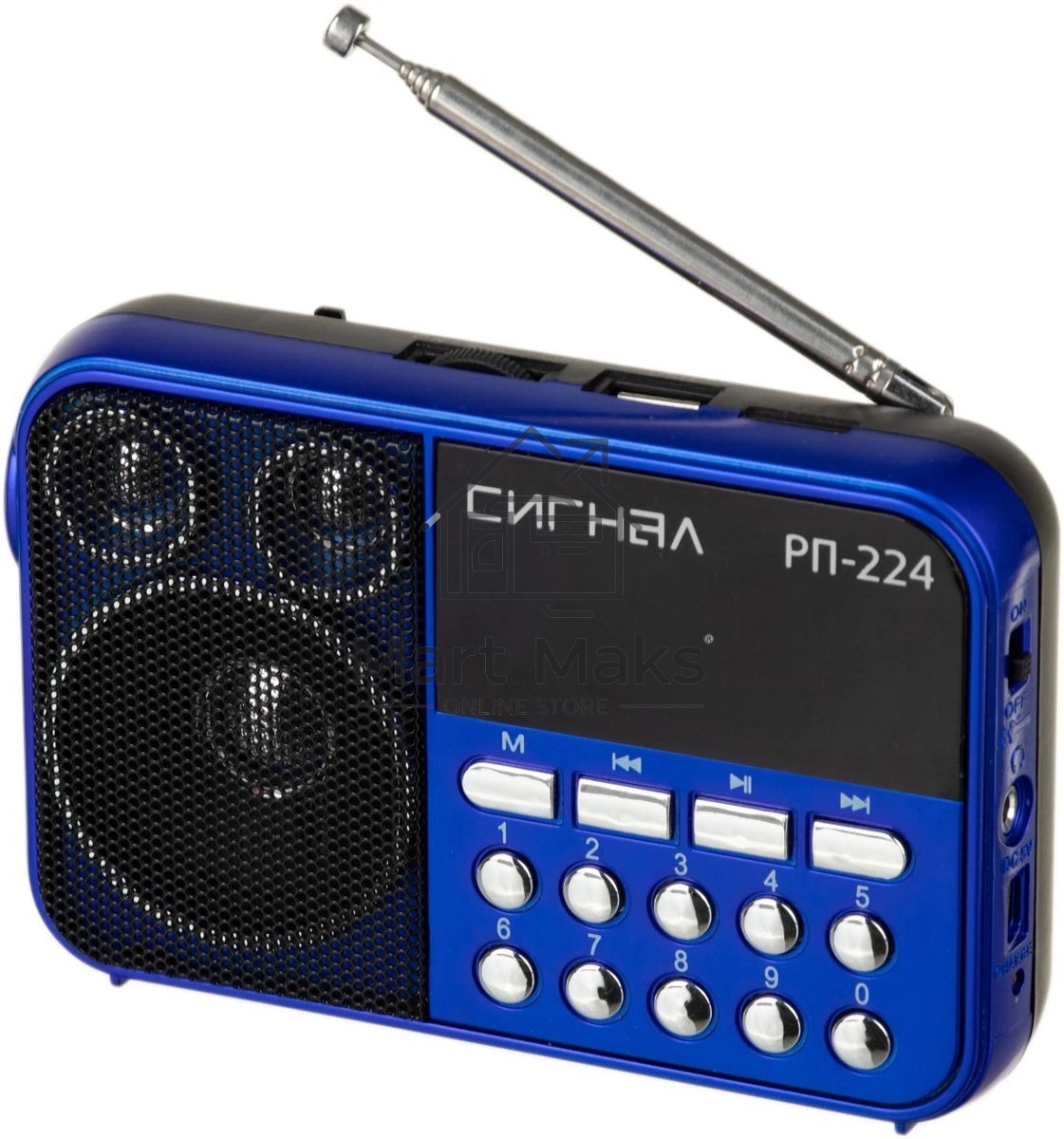Радиоприемник Сигнал РП-224, бат. 3*АА (не в компл.), 220V, акб 400мА/ч, USB, SD, дисплей, фонарик