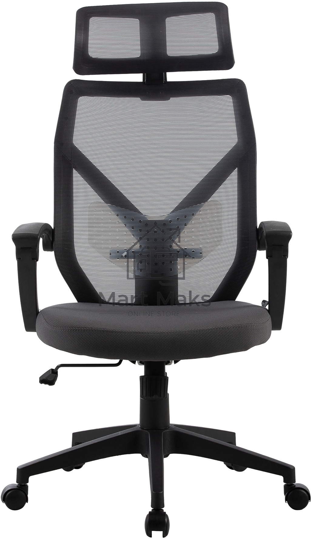 Кресло компьютерное Cactus CS-MC414-GY черный/серый, сетка/ткань, с подголов. крестов. пластик, пластик черный
