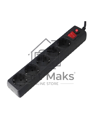 Сетевой фильтр Гарнизон EHLB-1 5р 10А 1.8м черный