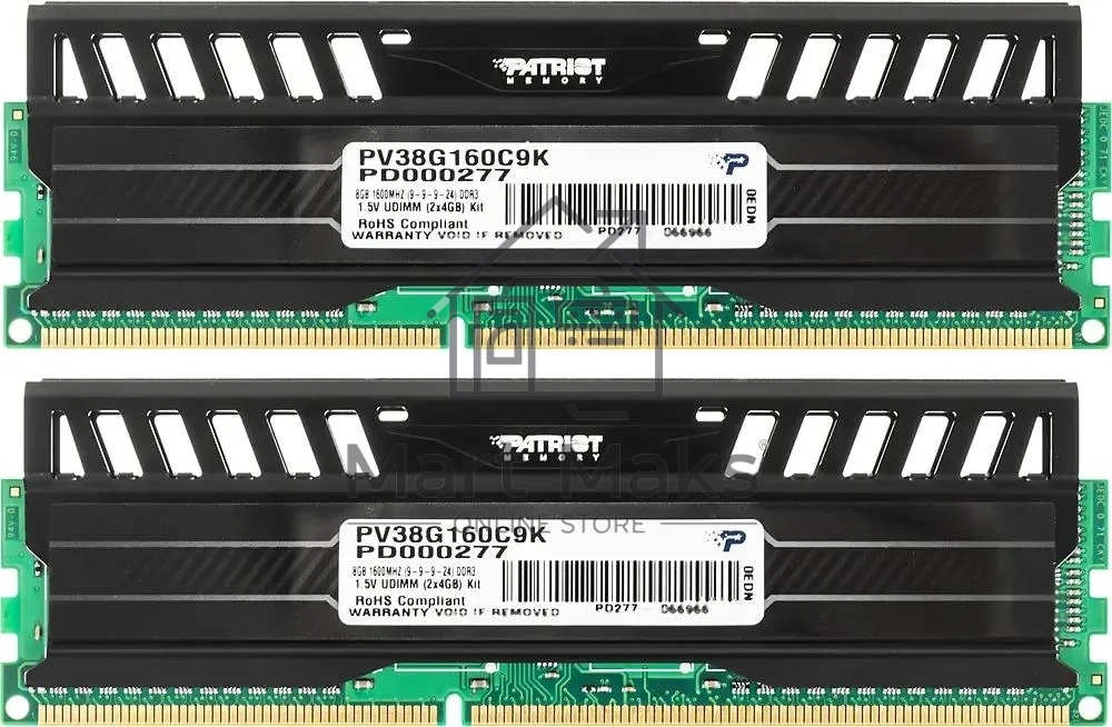 Оперативная память Patriot Viper 3, DDR3, 8GB (2x4 GB), 1600 MHz, CL9, DIMM, радиатор, черный