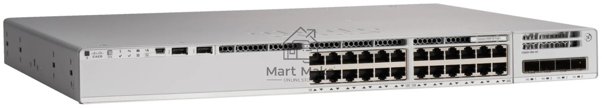 Коммутатор Catalyst 9300L 24-port 1G copper with fixed 4x1Gb SFP uplinks, PoE+, DNA Network Advantage Lic, C9300L-24P-4G-A