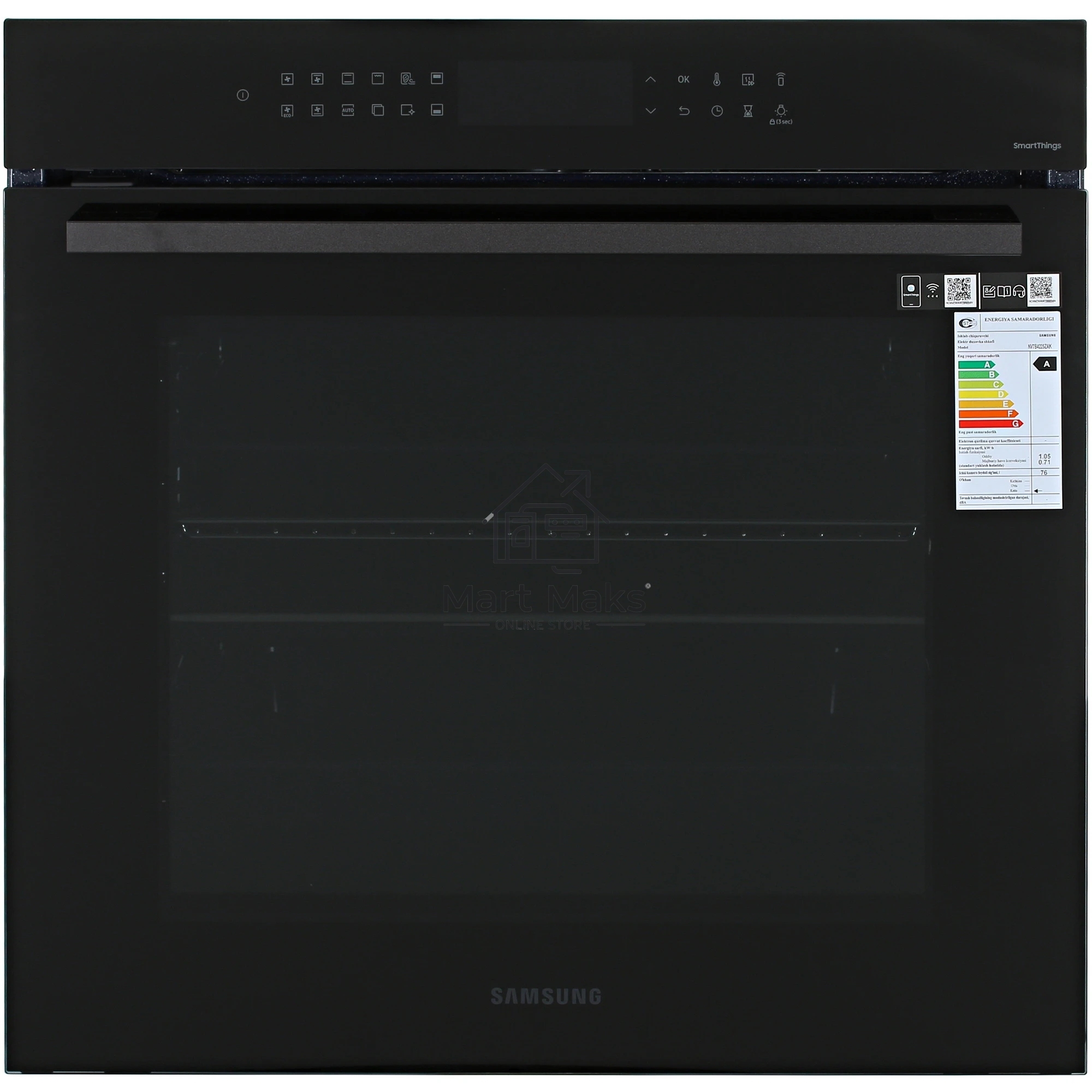 Электрический духовой шкаф Samsung NV7B4225ZAK/WT 59.5 x 59.6 x 57 см, Dual Cook, Каталитическая очистка, 2 стекла, Гриль, Конвекция, Сенсорное управление, LED дисплей, Air Sous Vide, Wi-Fi SmartThings, 76 л, черное стекло