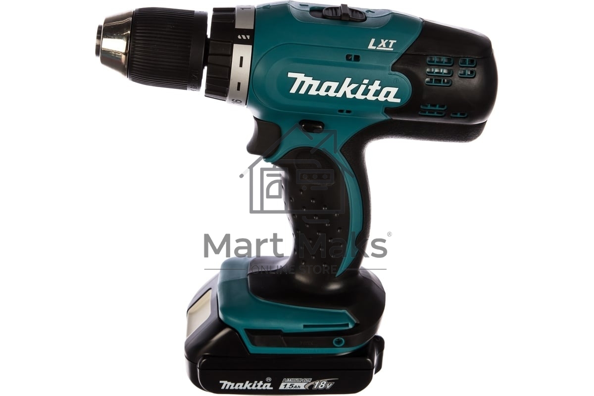 Дрель-шуруповерт Makita DDF453SYE ак 18В,2х1.5А·ч Li-ion,БЗП-13мм,0-400\1300об\м,42\27Нм,1.8кг,чем