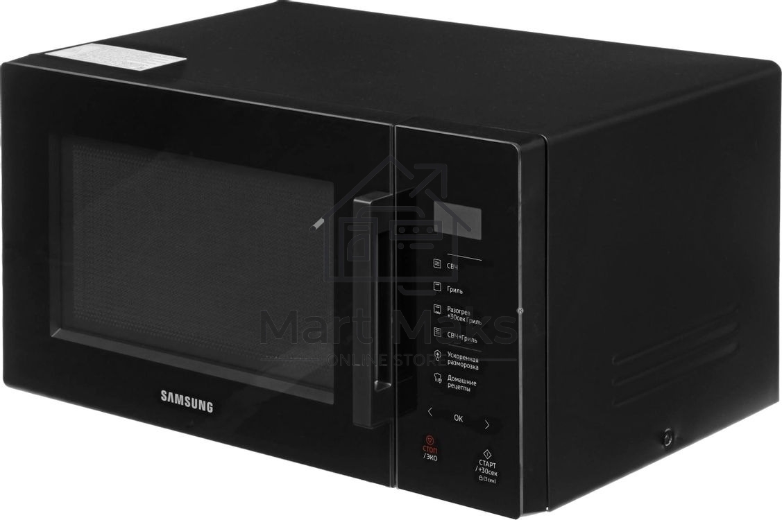 Микроволновая печь Samsung MG23T5018AK/BW черный, 23 л, 800 Вт, переключатели - сенсор