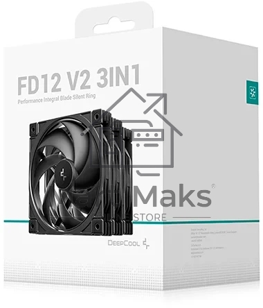 Вентилятор корпусной DeepCool FD12 V2 (3 шт.), 120 мм, 500-2500 об/мин, 32.32-35.66 дБ, 4 pin PWM, без подсветки