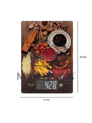 Весы кухонные Galaxy Line GL 2821, стекло, платформа из высокопрочного стекла, максимальный вес 8 кг