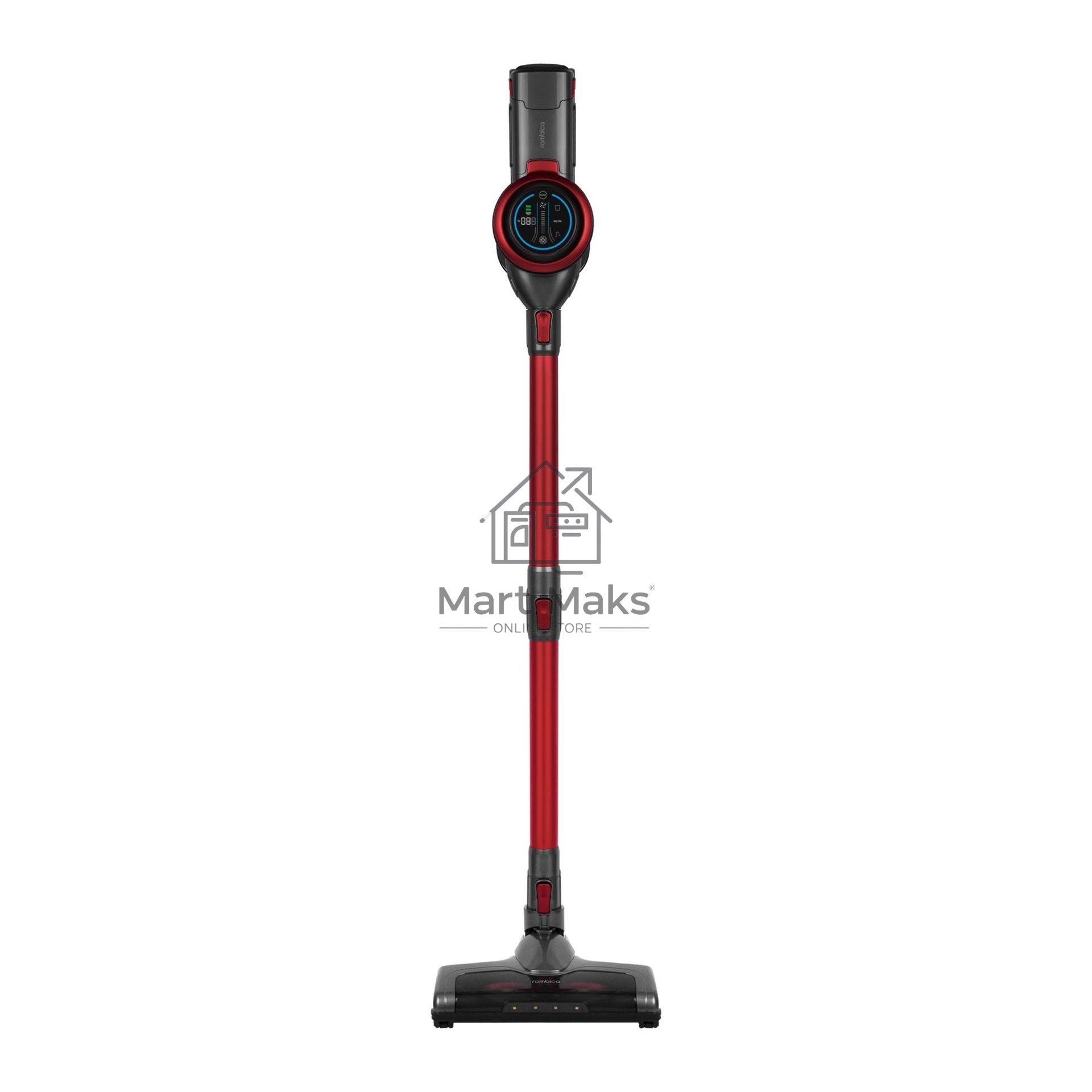 Пылесос вертикальный Rombica MYCLEAN AIRY NHS30D01 красный/черный, питание - от аккумулятора, 90 Вт, уборка сухая, пылесборник 0.8 л, работа от АКБ max - 60 мин