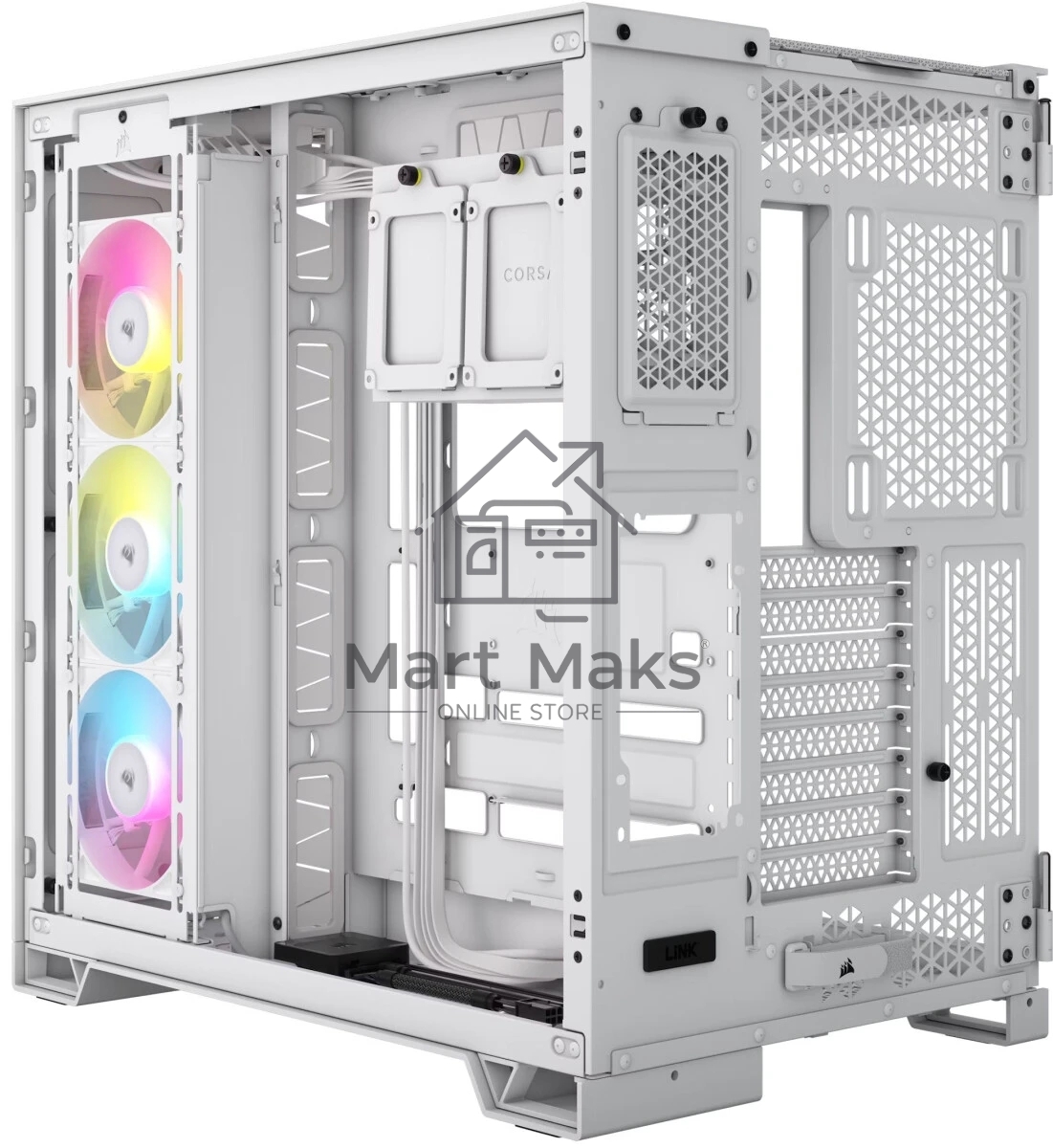 Компьютерный корпус без блока питания Case Corsair iCUE LINK 6500X RGB, Midi-Tower, TG, 3x120mm RGB, 4xUSB-A 3.2, 1xUSB 3.2 Type-C, E-ATX, ATX, mATX, mITX White
