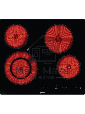 Варочная панель Gorenje ECT642BCSCE, 59 см, Hi-Light, 4 конфорки, таймер, сенсорное управление, шлифованный передний край, PowerBoost, дисплей, блокировка от детей, черный