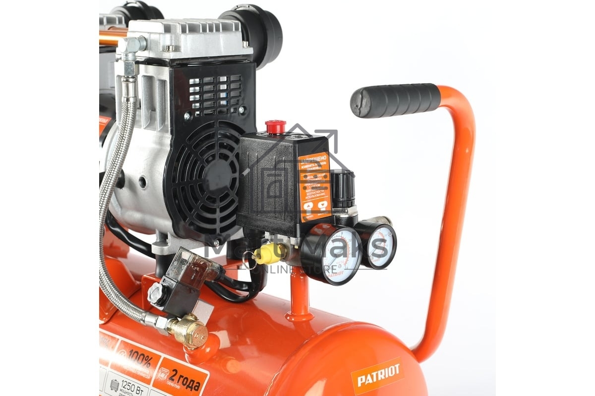 Компрессор поршневой безмасляный Patriot WO 24-220, 200 л/мин, 8 бар, 1250 Вт, 24 л, быстросъемный 1/4