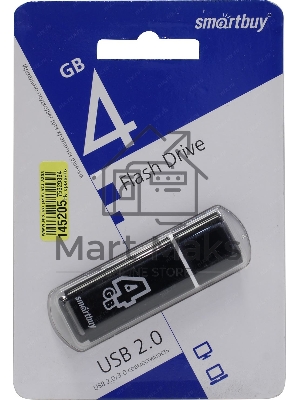 Флешка USB Smartbuy R/W USB 4Gb Glossy series черный SB4GbGS-K