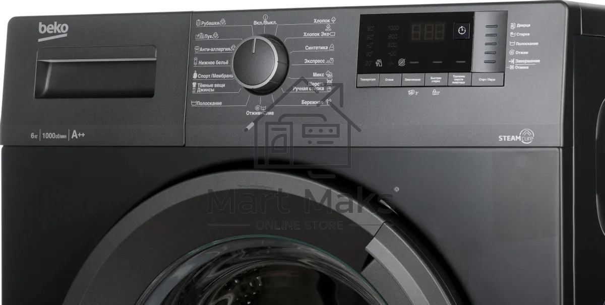Стиральная машина Beko WSRE6512ZAA 7320210019 черный, загрузка фронтальная 6 кг, 1000 об/мин., класс: А++
