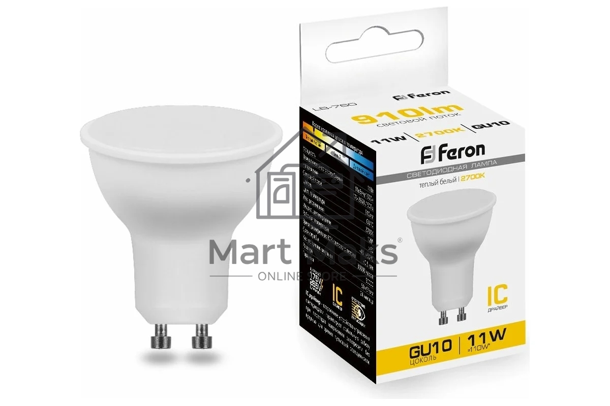 Лампа светодиодная FERON LB-760 (38140) 11 вт 230в GU10 теплый