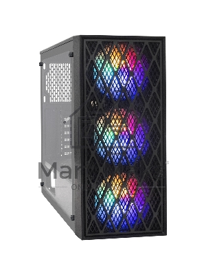 Компьютерный корпус Miditower ExeGate EVO-8243-NPX600 (ATX, БП 600NPX с вент 12 см, 2*USB+1*USB 3.0, черный, 3 вент. с RGb подсветкой, боковая панель - закаленное стекло)