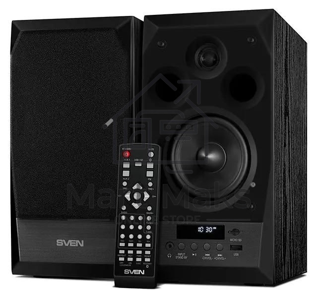 Акустическая система 2.0 SVEN MC-10, чёрный, мощность 2x25Вт (RMS), FM-тюнер, USB/microSD, дисплей, пульт ДУ, Bluetooth SVEN MC-10, чёрный, акустическая система 2.0, мощность 2x25Вт (RMS), FM-тюнер, USB/microSD, дисплей, пульт ДУ, Bluetooth