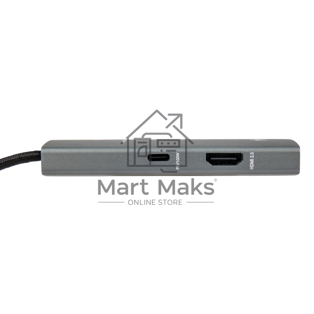Док-станция HIPER Docking station USB-C HUB 6in1 (1*USB-C 100W PD, 1*HDMI 4K@60Hz, 2*USB-A 3.0 (5Gbps data), 1*USB-C 3.0 (5Gbps data), 1*RJ45 Gb)