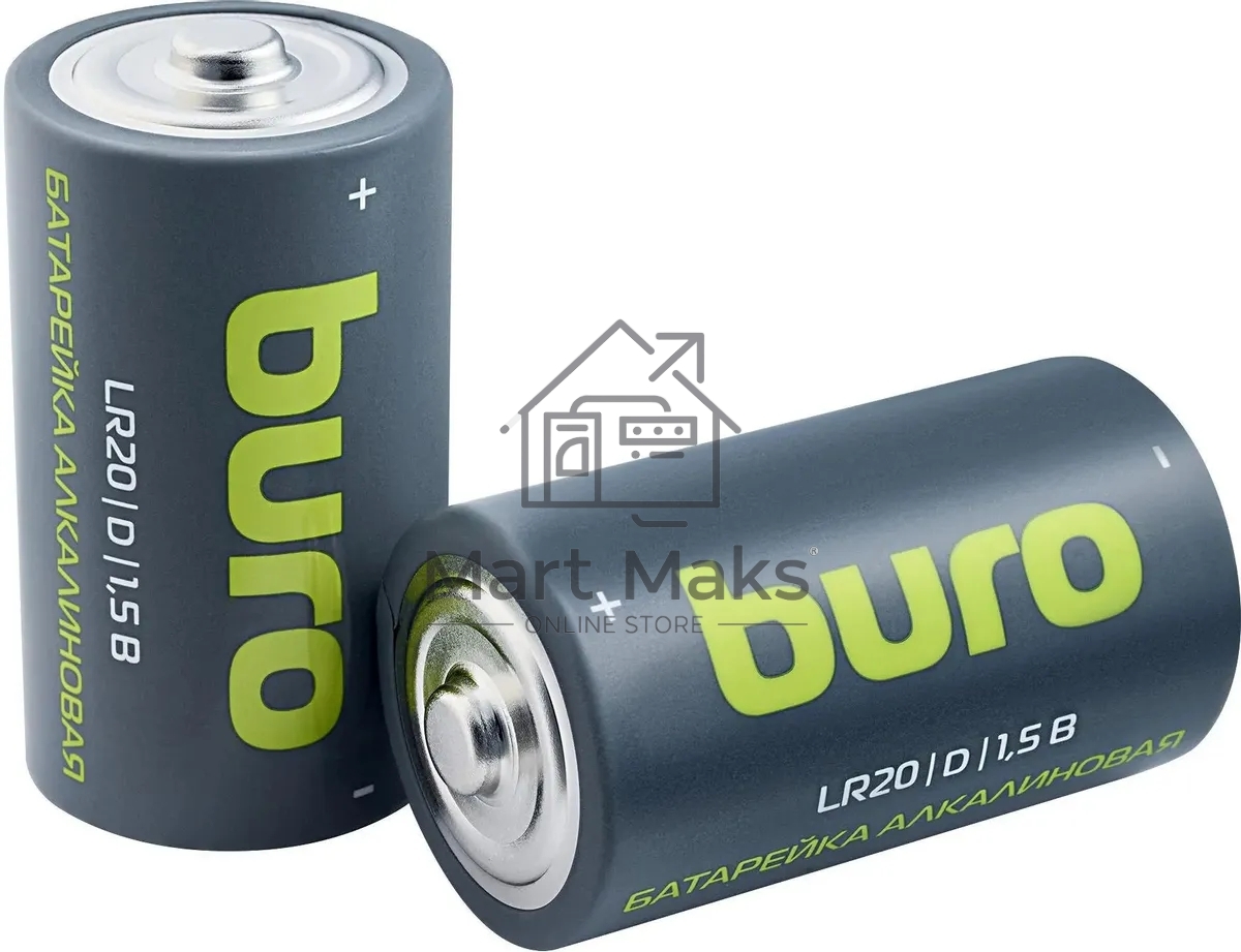 Батарея Buro Alkaline LR20 D 18000mAh (2шт) блистер, 1.5 В