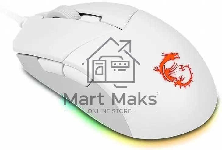 Мышь проводная MSI Clutch GM11 белый, 5000 dpi, USB, кнопки - 6