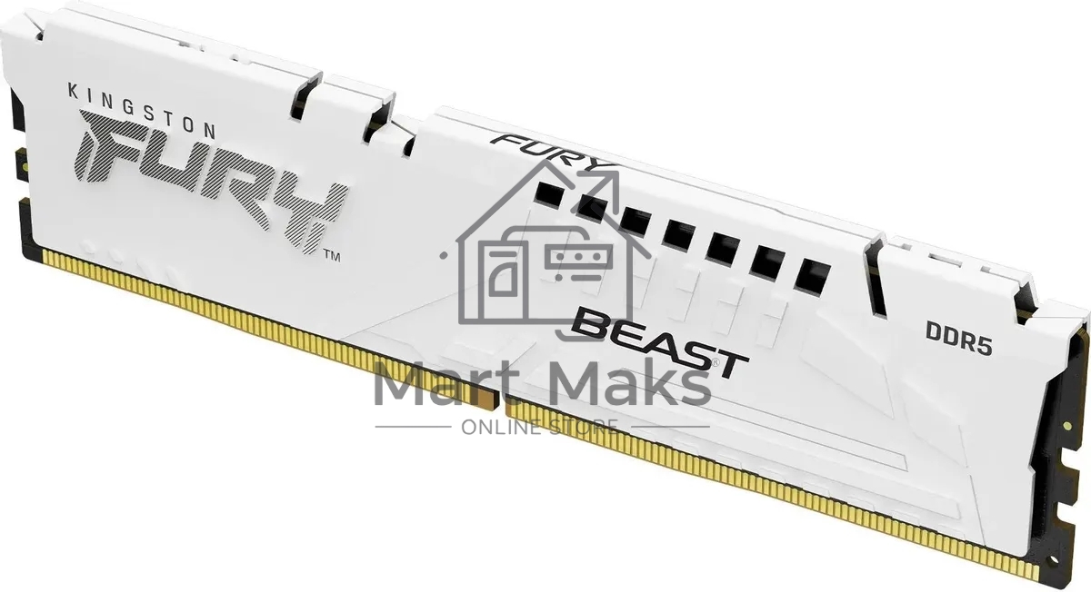 Оперативная память Kingston Fury Beast, DDR5, 32GB (1x32GB), 5600MHz, CL36, DIMM, с радиаторами, белый