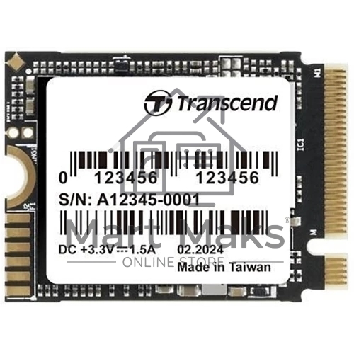Накопитель SSD Transcend SSD MTE310S, 512GB, M.2(22x30mm), NVMe, PCIe 4x4, 3D TLC, R/W 3300/1700 MB/s, IOPs 330 000/690 000, TBW 300, DWPD 0.33, DRAM-less (5 лет)