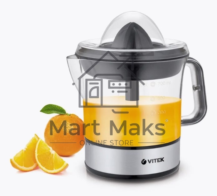 Соковыжималка цитрусовая Vitek VT-3669 25Вт рез.сок.:700мл. стальной/черный