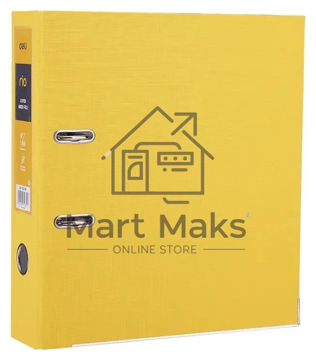 Папка-регистратор Deli EB20150 A4 75мм полипропилен/бумага желтый разборная смен.карм. на кор.