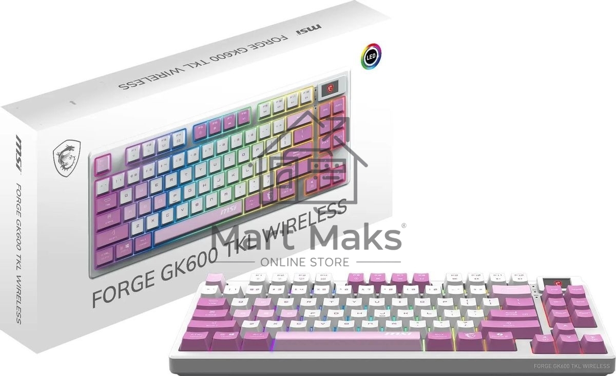 Клавиатура MSI Forge GK600, USB, белый фиолетовый