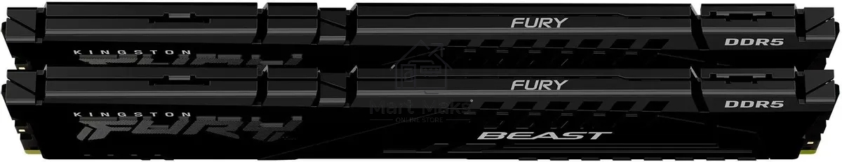Оперативная память Kingston Fury Beast, DDR5, 64GB (2x32GB), 5200MHz, CL36, DIMM, с радиатором, черный