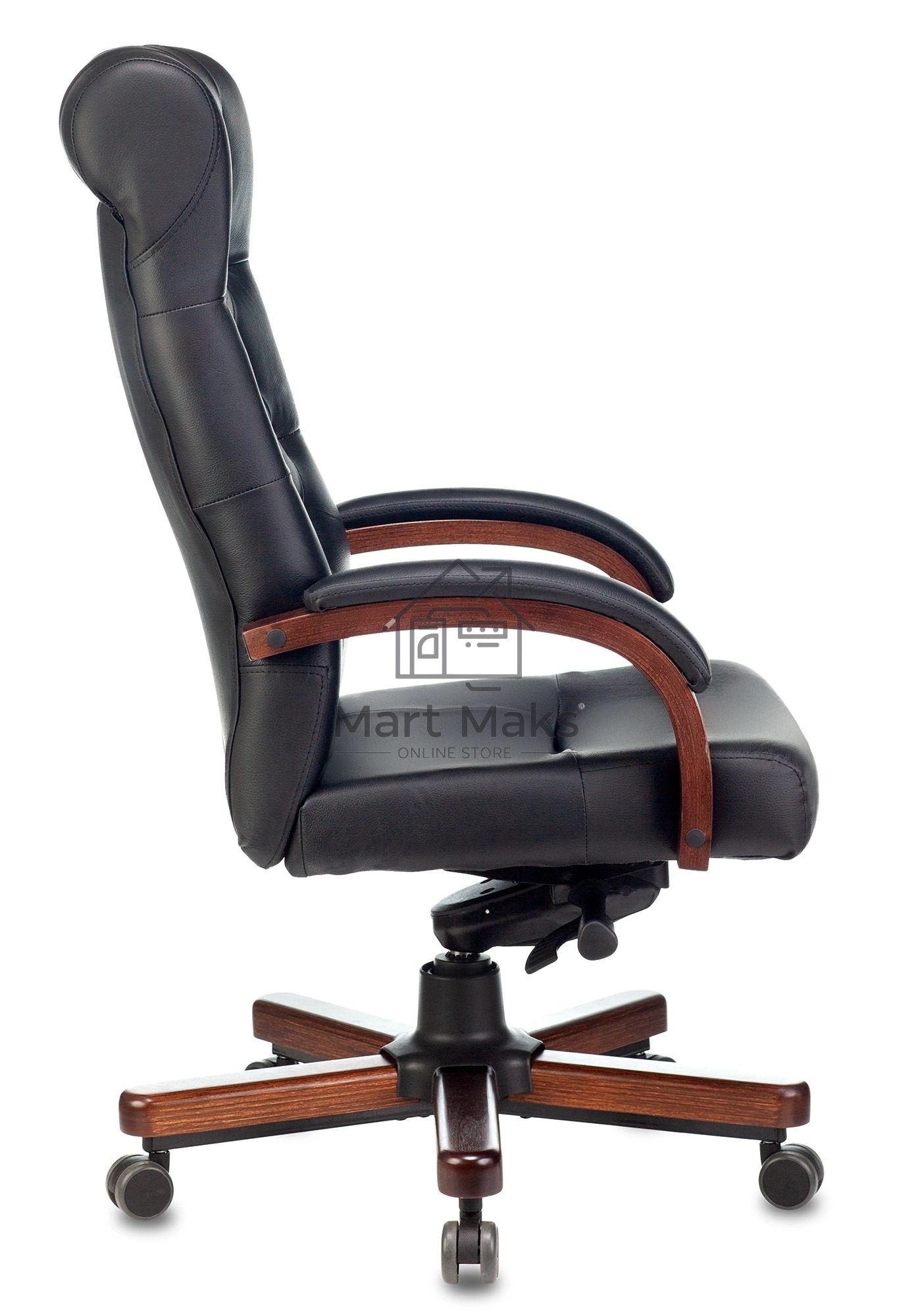 Кресло руководителя Бюрократ T-9928WALNUT черный, кожа, крестовина металл/дерево