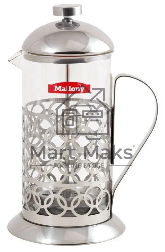 Чайник/кофейник MALLONY OLIMPIA,1000 мл, из жаропрочного стекла, в корп из нерж ст, T046-1000ML (950093)