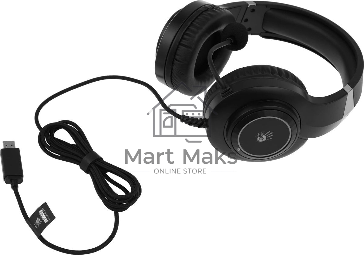 Гарнитура проводная с микрофоном A4 Bloody G220S черный 2м мониторные USB оголовье (G220S USB, BLACK)