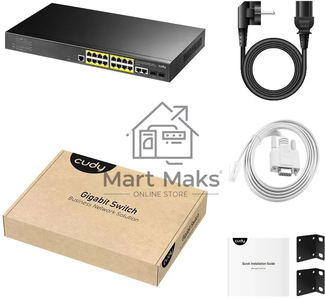 Коммутатор Cudy GS2018PS2-200W (L2) 16x1Гбит/с 2SFP 16PoE+ 200W управляемый