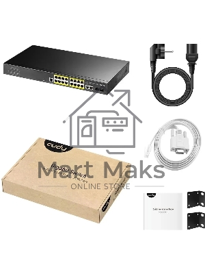 Коммутатор Cudy GS2018PS2-200W (L2) 16x1Gbит/с 2SFP 16PoE+ 200W управляемый