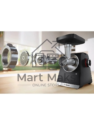 Мясорубка электрическая Bosch MFWS660B черный, 2100 Вт, 3.5 кг/мин, реверс, защита от перегрузки, насадки - 7