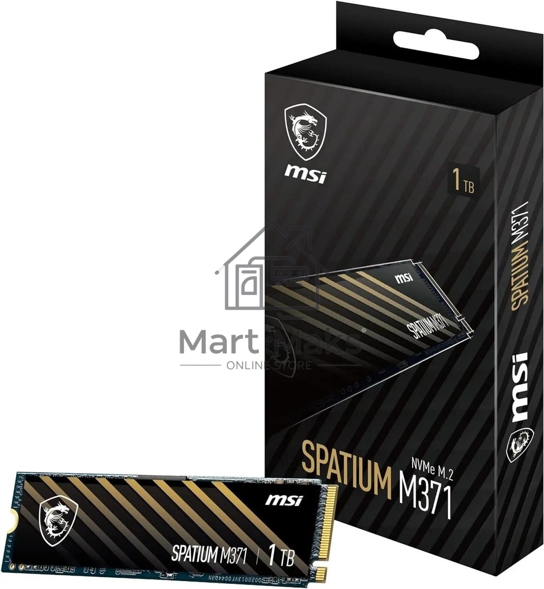 Накопитель SSD MSI Spatium M371, 1ТБ, M.2 2280, PCIe 3.0 x4, NVMe, M.2