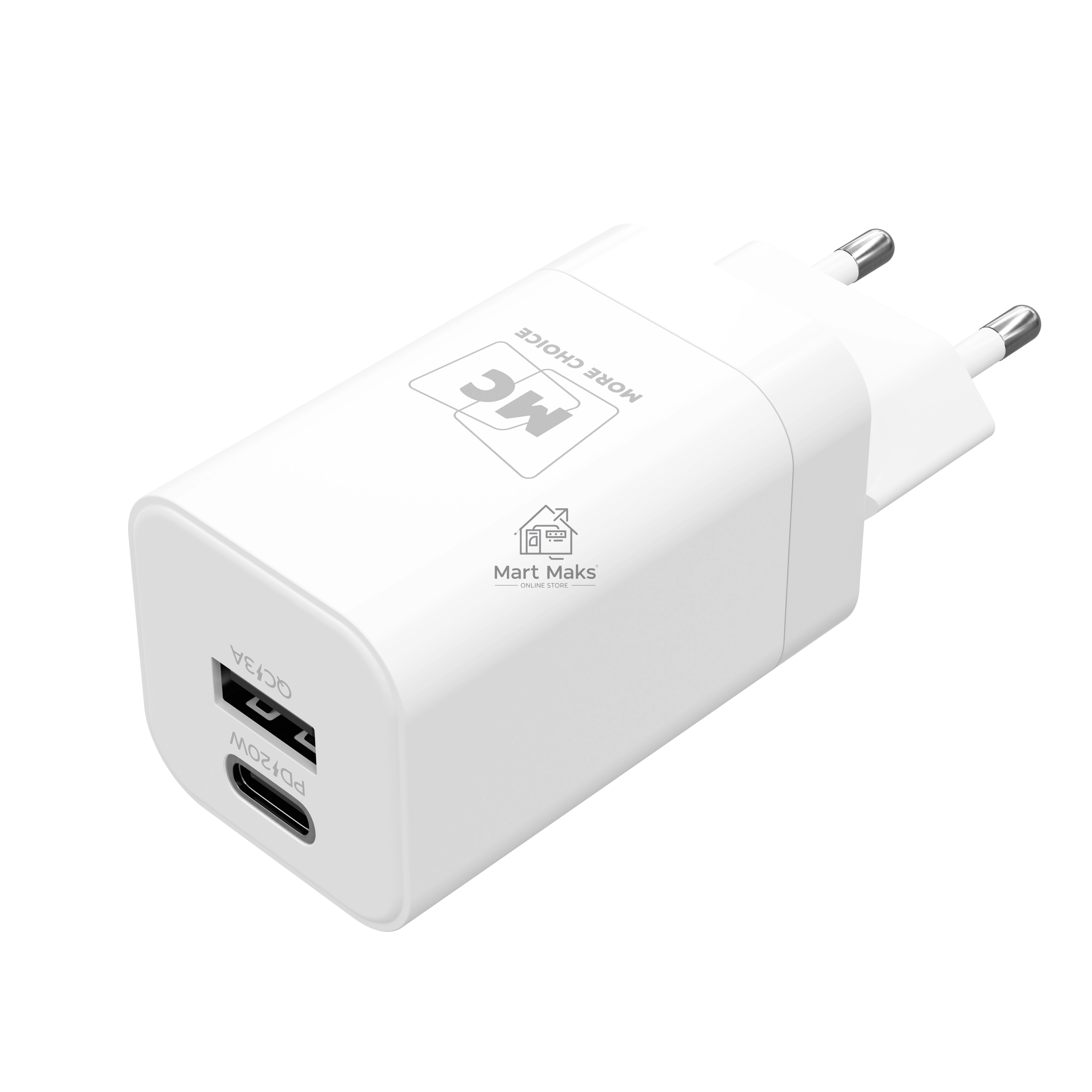 Зарядное устройство MORE CHOICE (4620202555755) NC85 1USB+1Type-C 3.0A PD 20W+QC3.0, белый