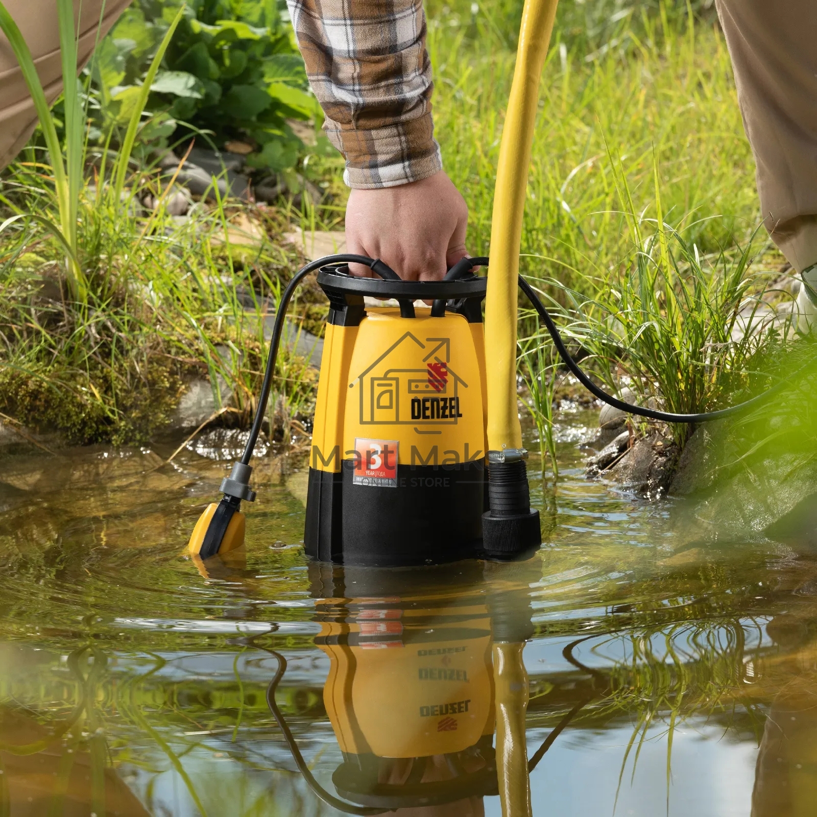 Дренажный насос Denzel DP-450S для чистой и грязной воды, 450 Вт, напор 6 м, 12000 л/ч