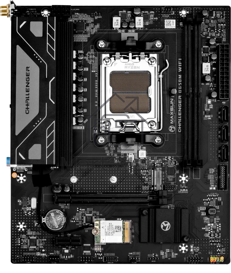 Материнская плата MAXSUN MS-Challenger B650M WIFI, AM5, B650, 2*DDR5, 3*SATA3, M.2, 4*USB 3.2, 2*USB 2.0, 1*PCIEx16, 1*PCIEx1, DP+HDMI, mATX