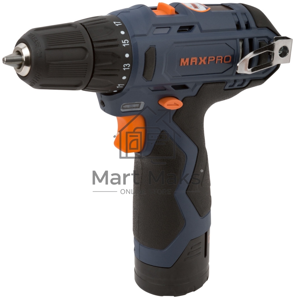 Дрель-шуруповерт MAX-PRO 85026, Аккумуляторная, 12В, 2 АКБ, Кейс