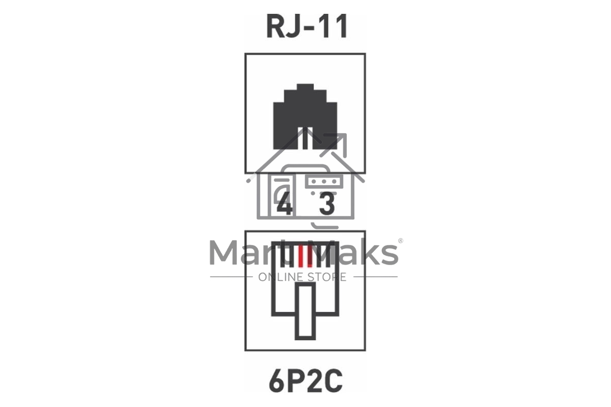 Розетка телефонная 1-м Proconnect RJ11 6P2C 03-0001-4