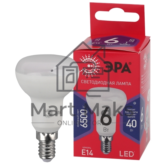 Лампа светодиодная ЭРА RED LINE LED R50-6W-865-E14 R Е14/Е14 6Вт рефлектор холодный дневной свет