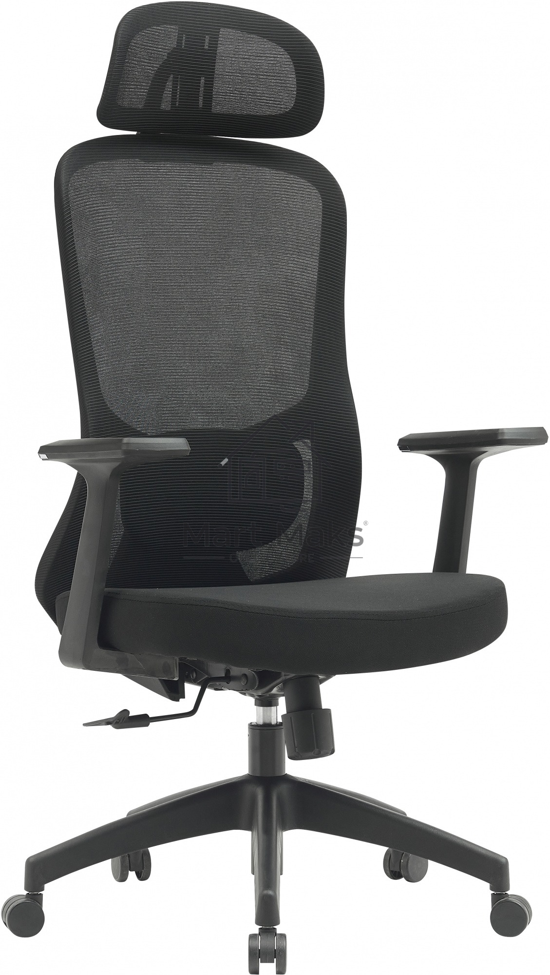 Кресло компьютерное Cactus CS-MC515-BK черный, сиденье черный, сетка/ткань, с подголов. крестов. пластик, пластик черный