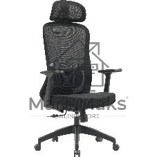 Кресло компьютерное Cactus CS-MC515-BK черный, сиденье черный, сетка/ткань, с подголов. крестов. пластик, пластик черный