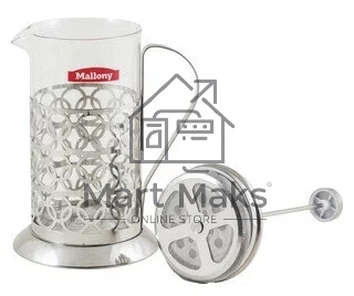 Чайник/кофейник MALLONY OLIMPIA,1000 мл, из жаропрочного стекла, в корп из нерж ст, T046-1000ML (950093)