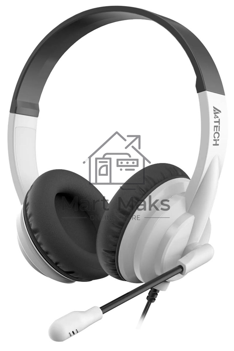 Гарнитура проводная с микрофоном A4Tech HU-10 черный/белый 2м накладные USB оголовье