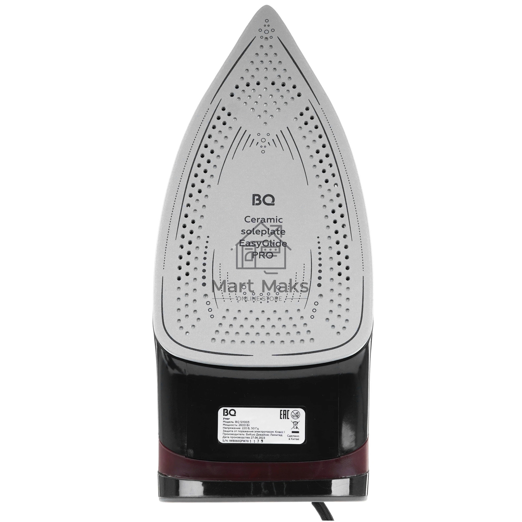 Утюг BQ SI1003 черный/винный/красный, 2600 Вт, 35 г/мин, 160 г/мин, 360 мл